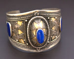 Vintage Kazakh Silver Lapis Lazuli Cuff Bracelet