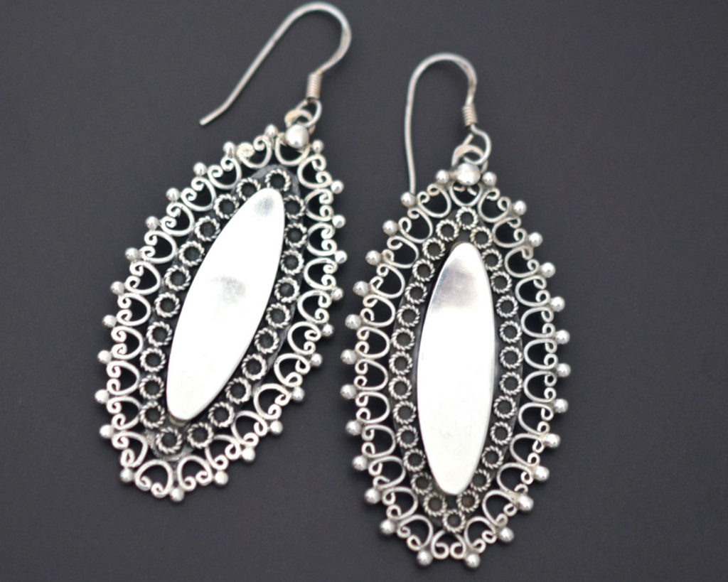 Ethnic Indian Silver Earrings