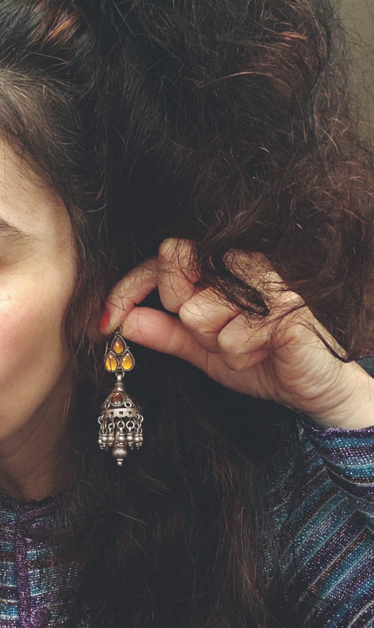 Bold Rajasthani Jhumka Glass Earrings