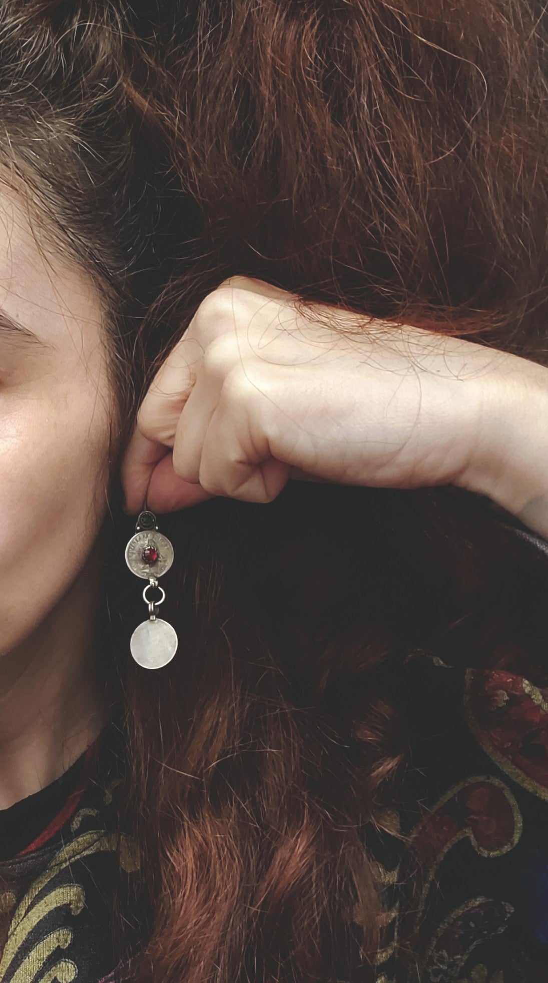 Old Berber Coin Earrings with Glass