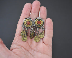 Afghani Silver Gilded Dangle Earrings