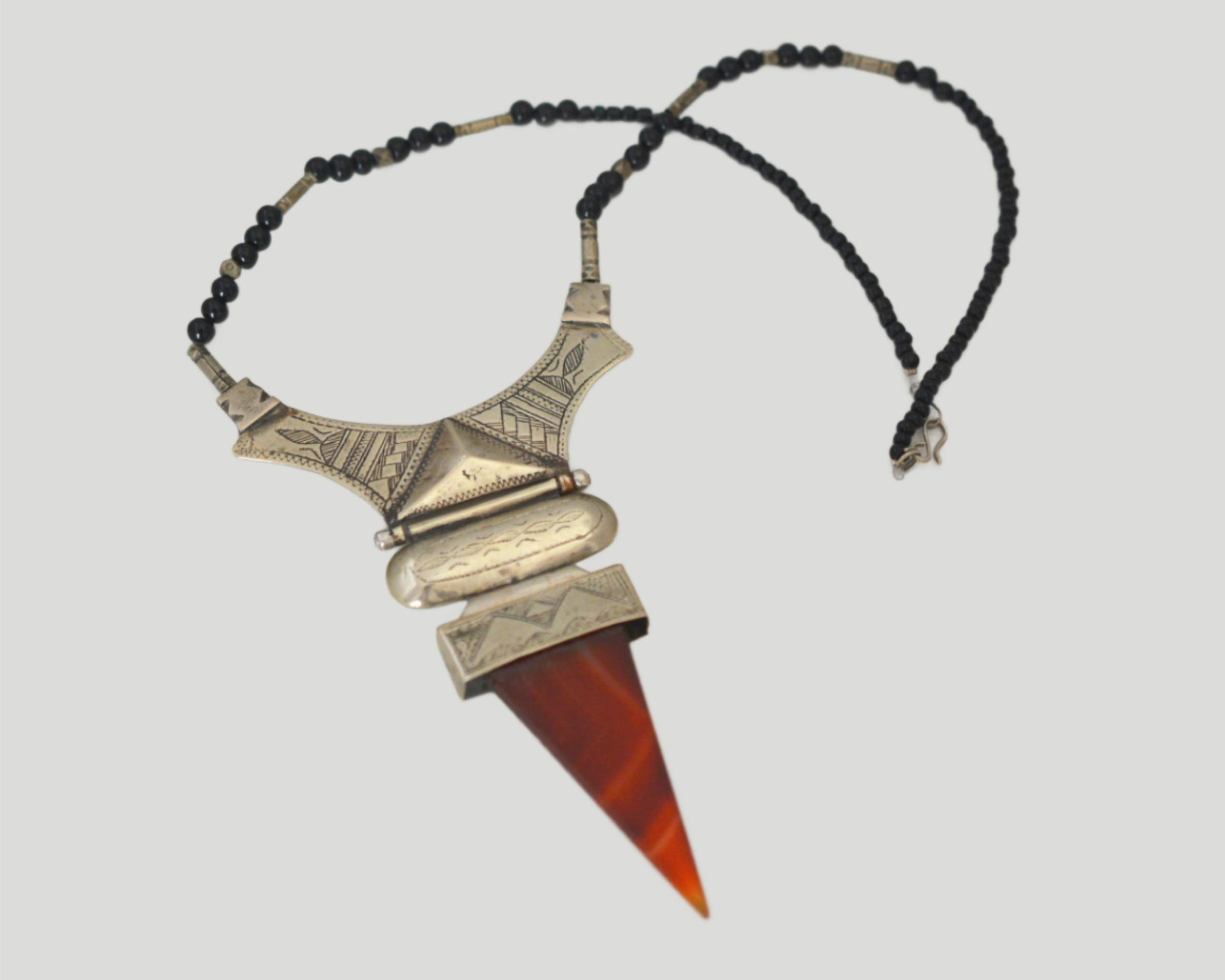 Tuareg Agate Carnelian Silver Necklace