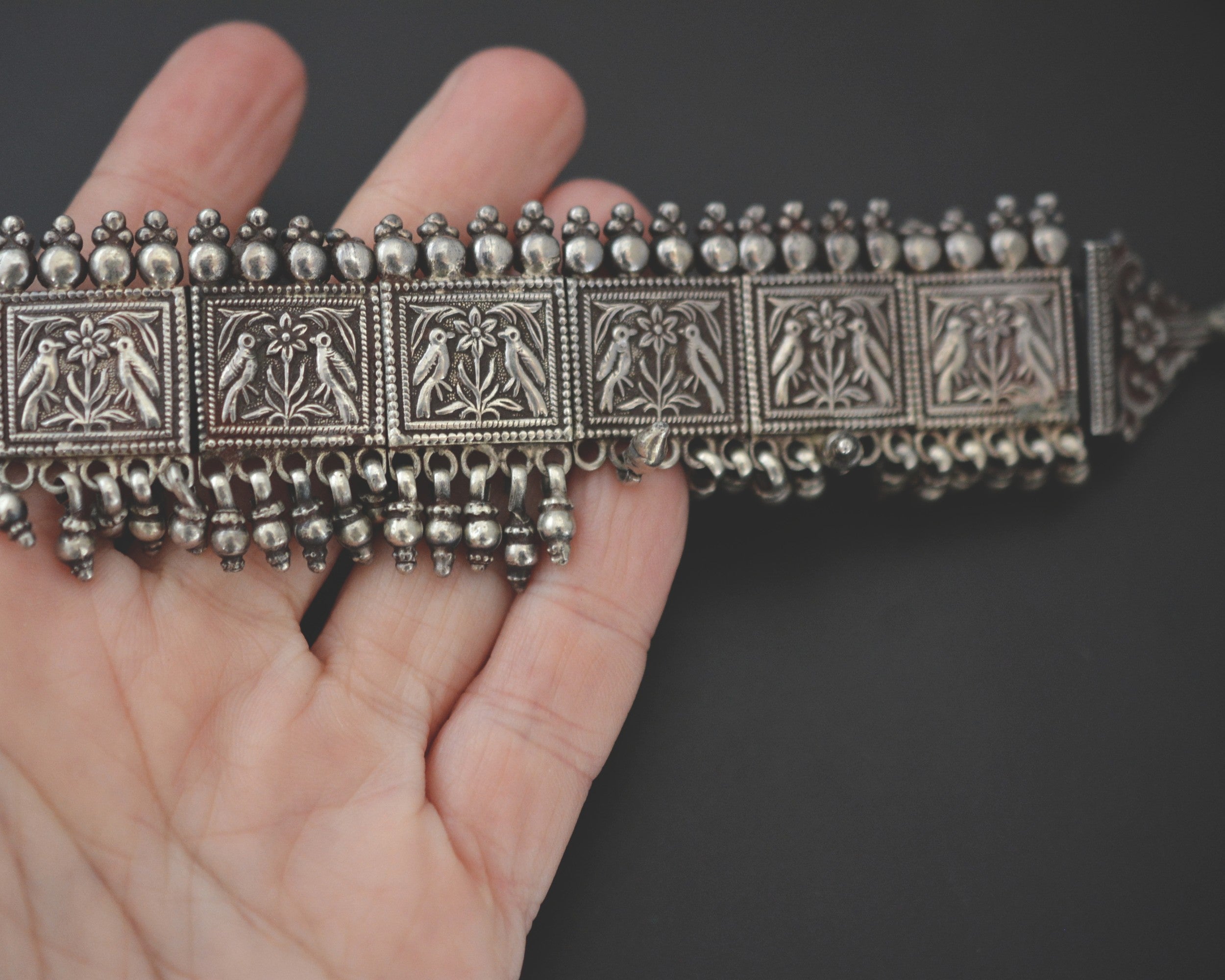 Rajasthani Silver Cotton Cord Choker Necklace