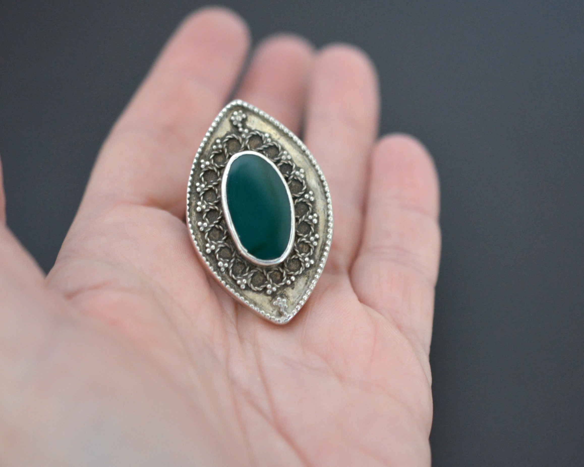 Kazakh Aventurine Silver Ring - Size 9