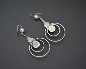 Ethnic Indian Silver Circular Dangle Earrings