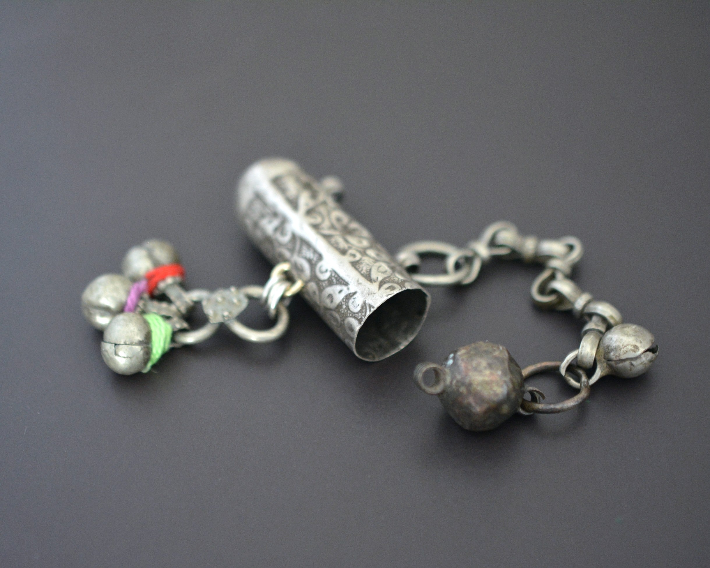 Silver Taviz Pendant with Cotton and Bells