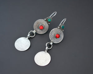 Old Berber Coin Earrings with Glass