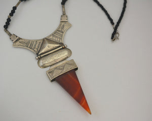 Tuareg Agate Carnelian Silver Necklace