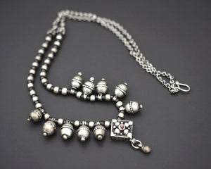 Yemeni Silver Garnet Beads Necklace