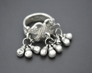 Old Rajasthani Silver Ring with Bells - Size 8.5