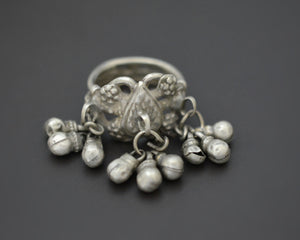 Old Rajasthani Silver Ring with Bells - Size 8.5