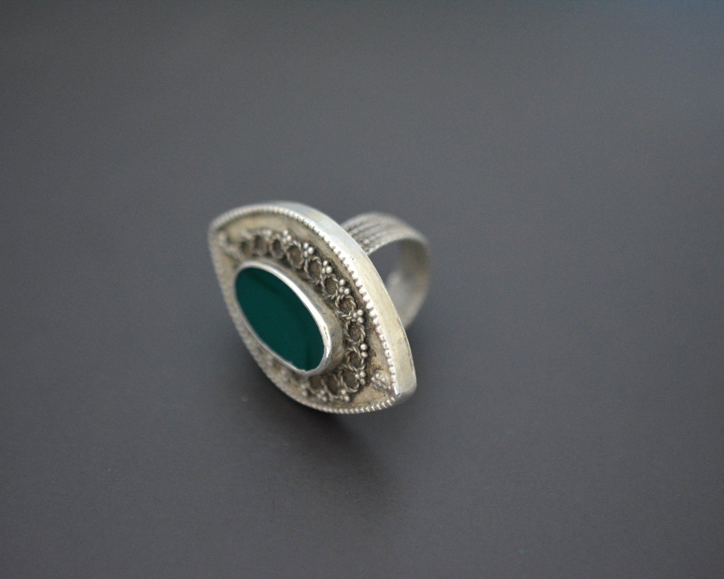 Kazakh Aventurine Silver Ring - Size 9