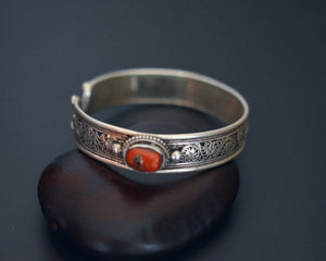 Nepali Coral Cuff Bracelet with Filigree Work