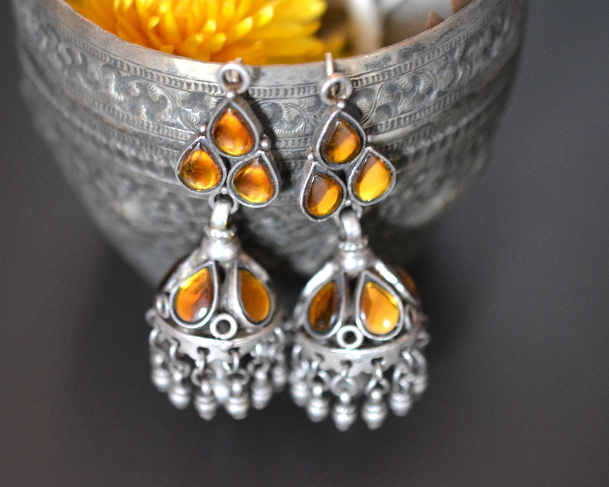 Bold Rajasthani Jhumka Glass Earrings