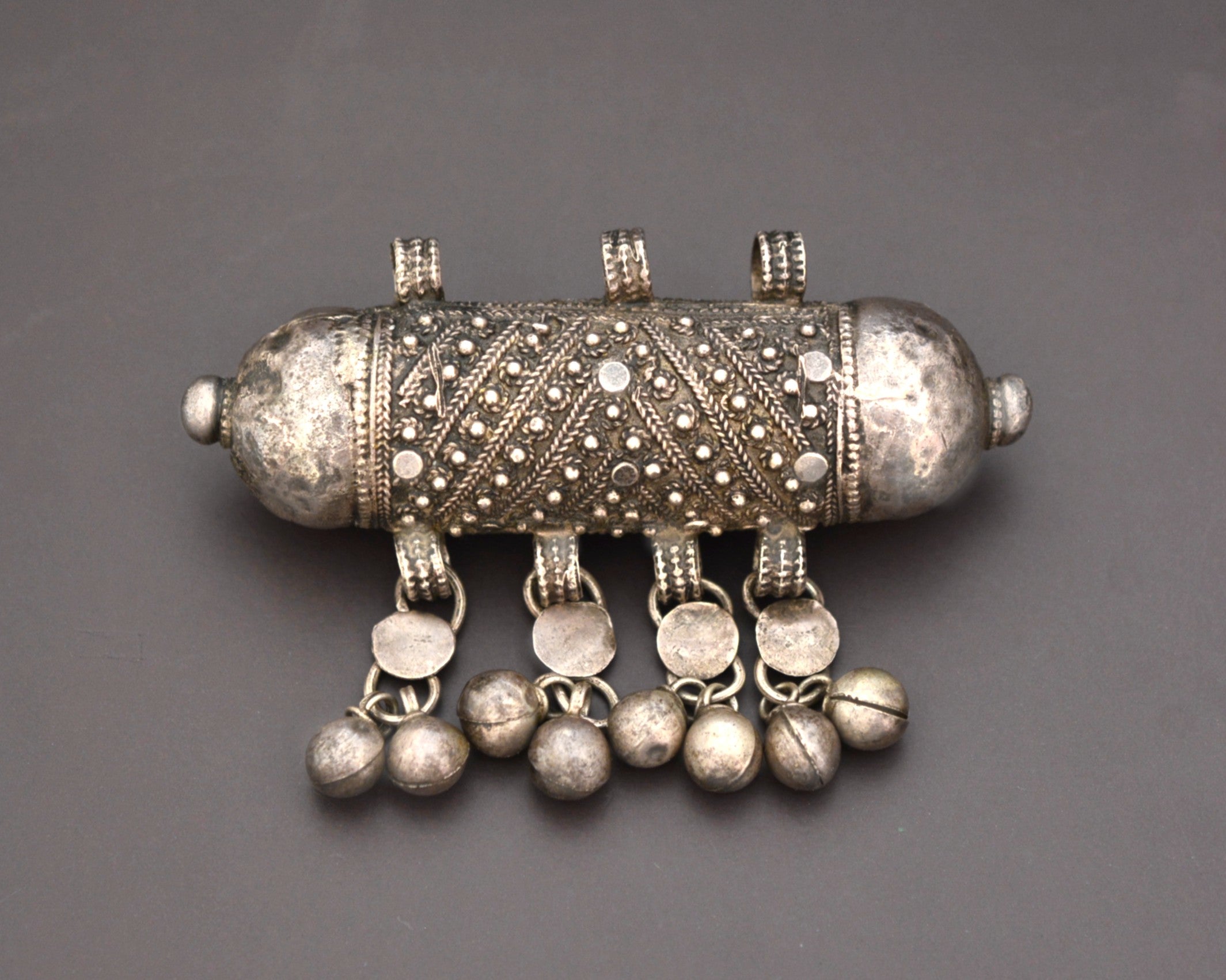 Large Yemeni Bedouin Hirz Pendant with Bells