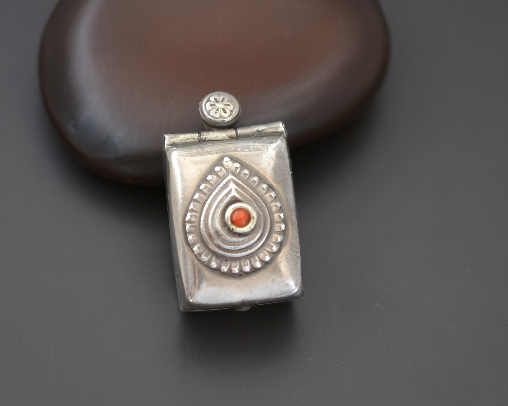 Openable Box Pendant from India with Coral