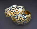 Vintage Pair Caucasian Niello Gilded Openwork Bracelet