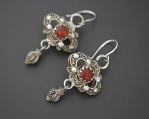 Ethnic Silver Filigree Glass Earrings