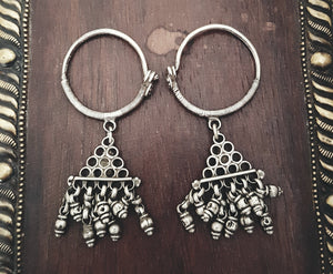 Rajasthani Silver Hoop Earrings