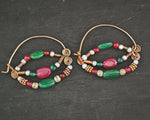 Gilded Uzbek Hoop Earrings with Gemstones