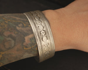 Vintage Afghani Silver Cuff Bracelet - Pair