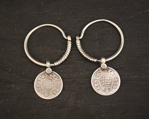 Indian Tribal Hoop Earrings with Coins