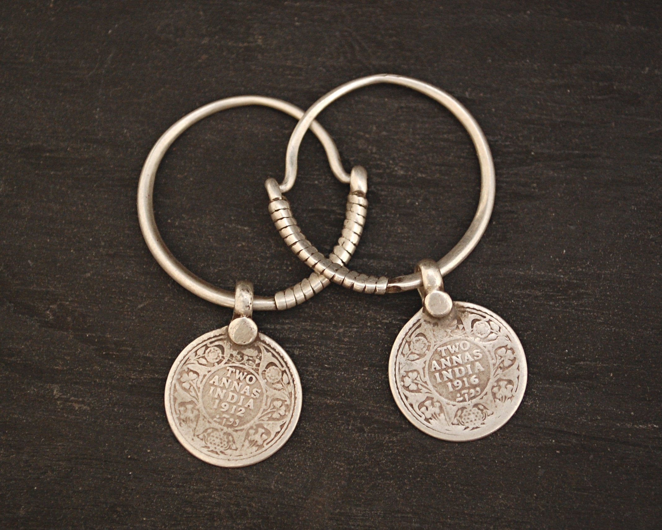 Indian Tribal Hoop Earrings with Coins