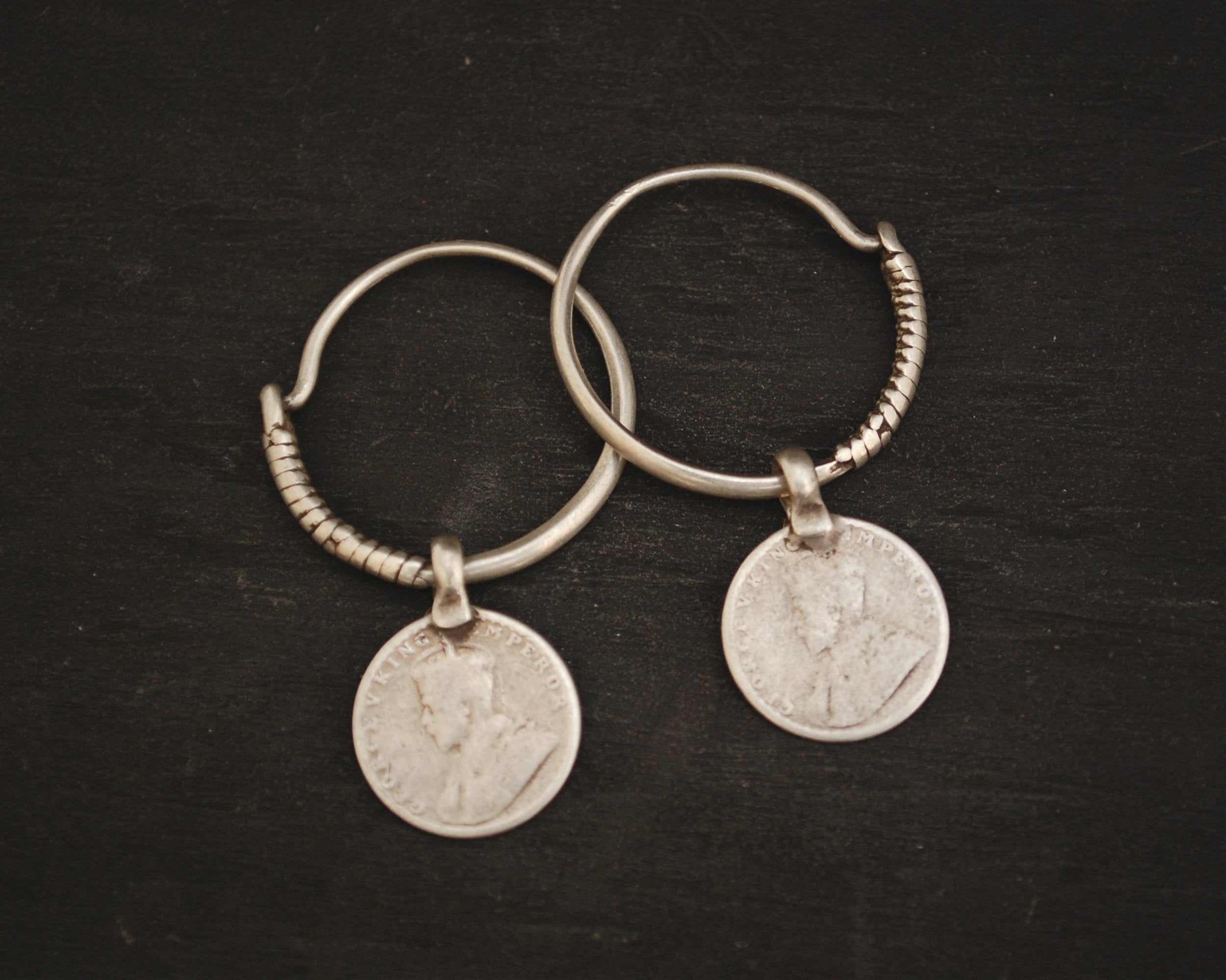 Indian Tribal Hoop Earrings with Coins