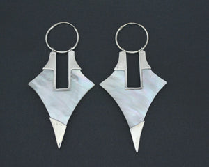 Ethnic Mother of Pearl Earrings on Hoops