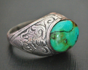 Collectable Afghani Turquoise Silver Ring - Size 9.5