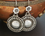 Indian Silver Dangle Earrings with Flower