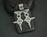 Tuareg Cross Leather Talisman Pendant on Cord