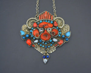 Large Tibetan Nepali Zeeba Pendant Necklace