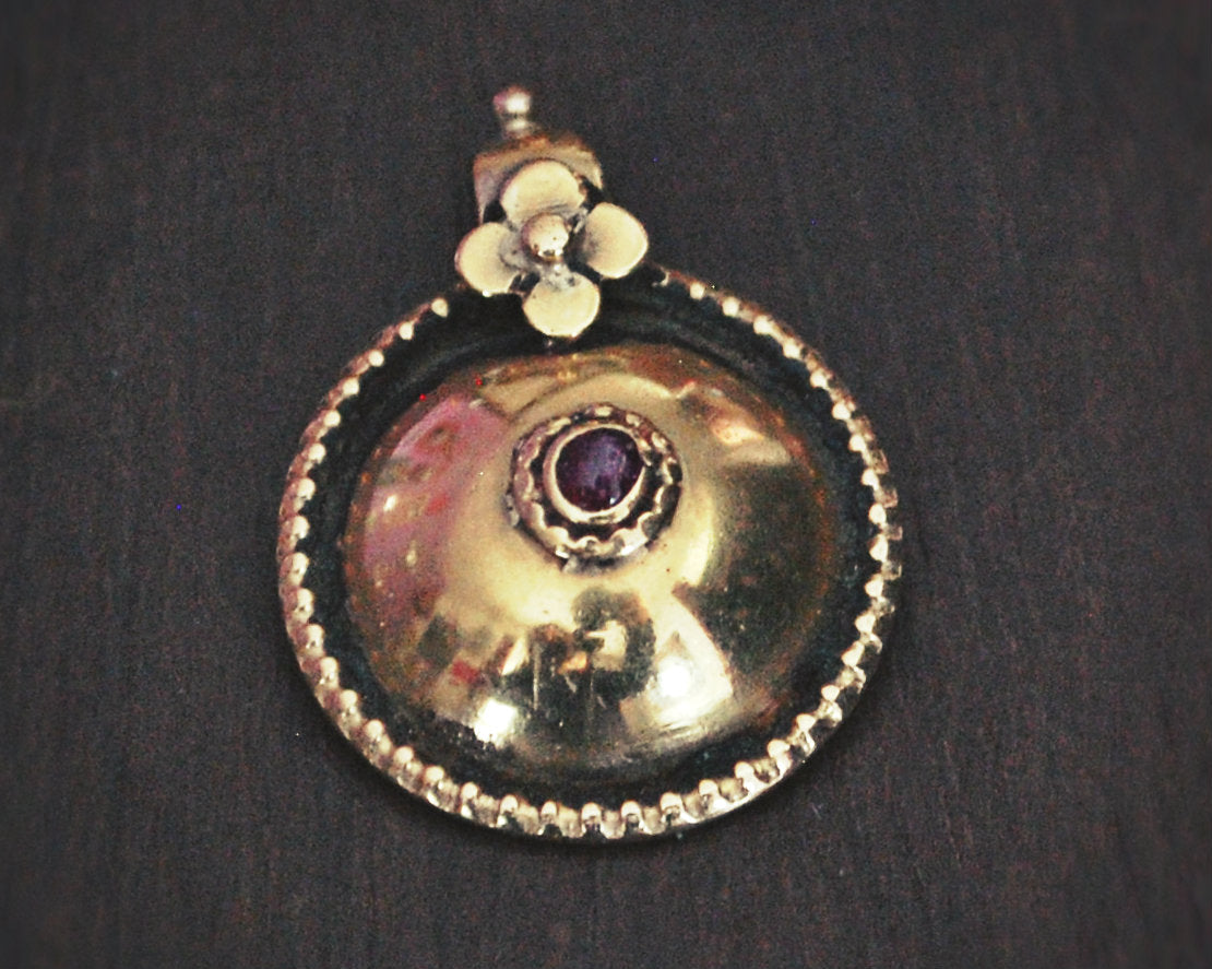 South Indian 22K Thali Bottu Pendant with Ruby