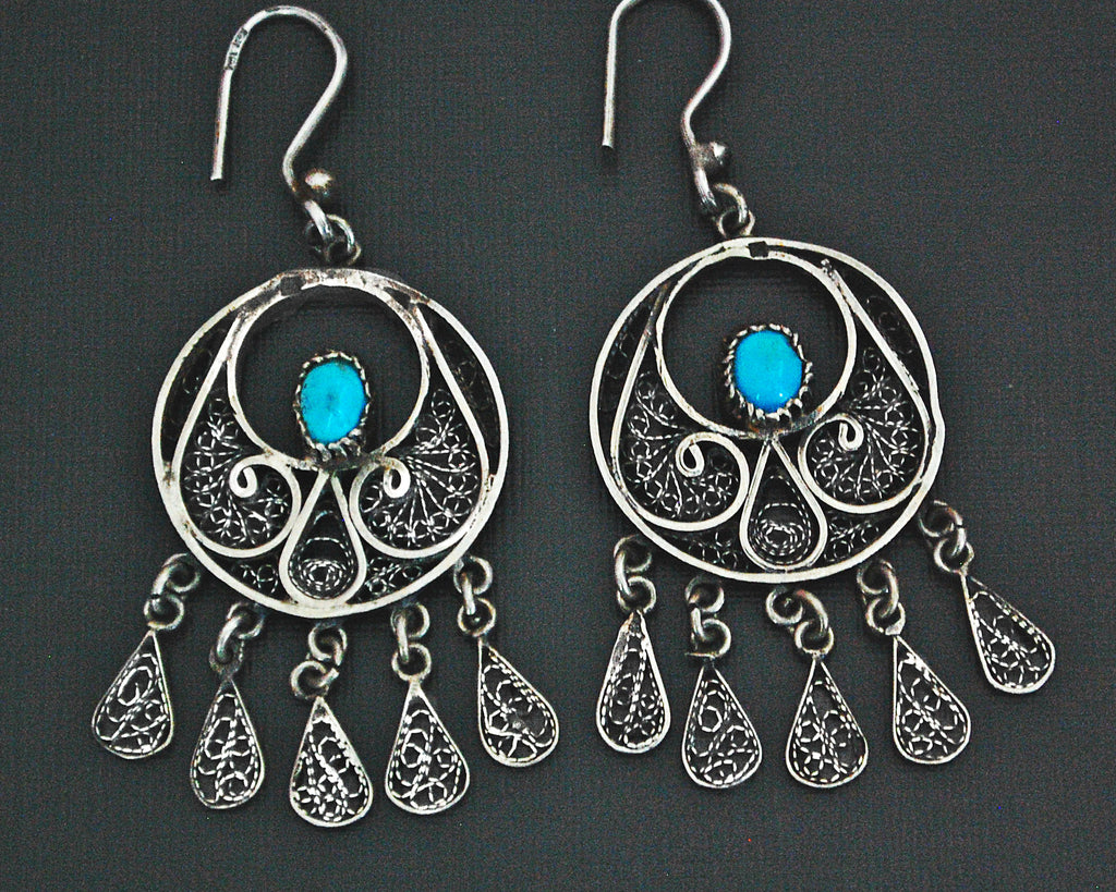 Egyptian Filigree Turquoise Earrings