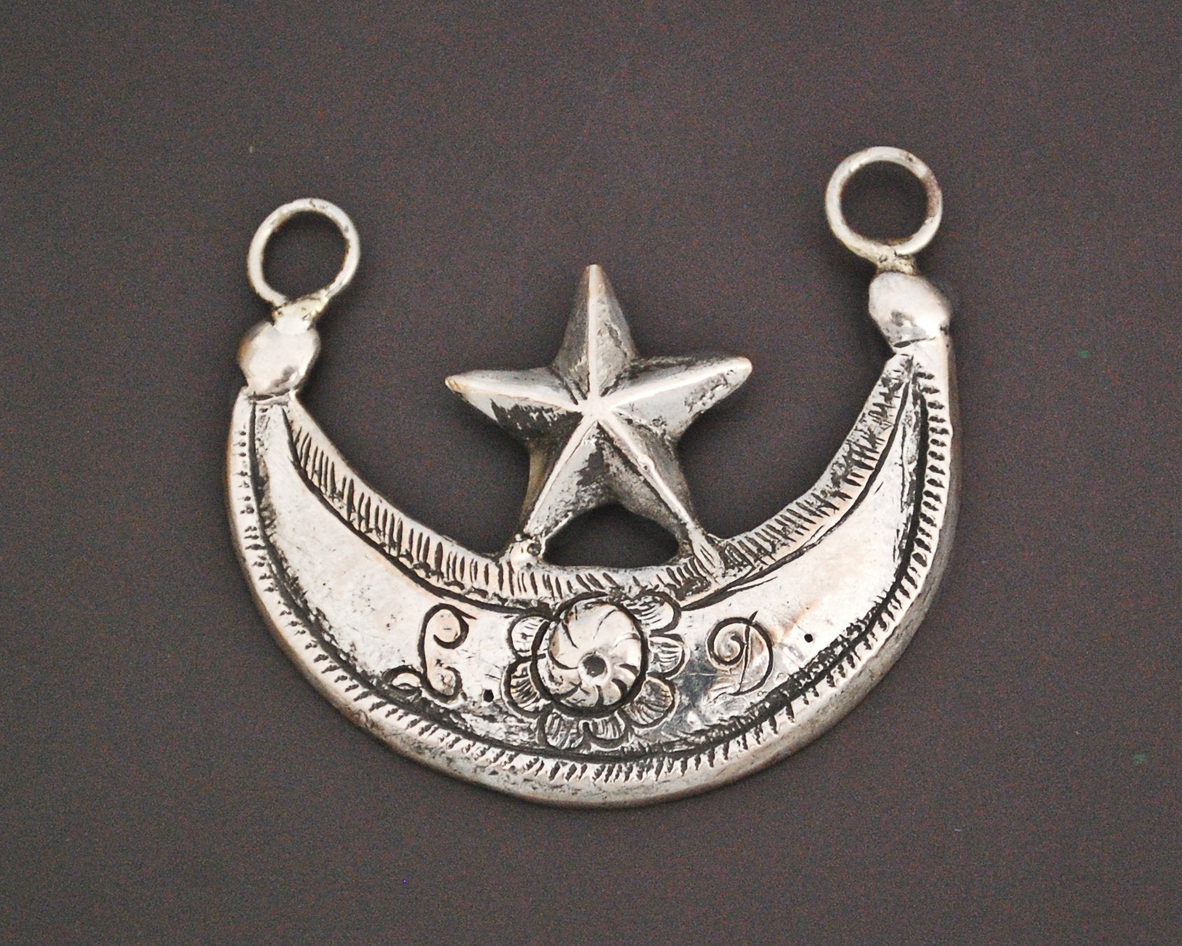 Kurdish Crescent Moon and Star Pendant - Ottoman Jewelry