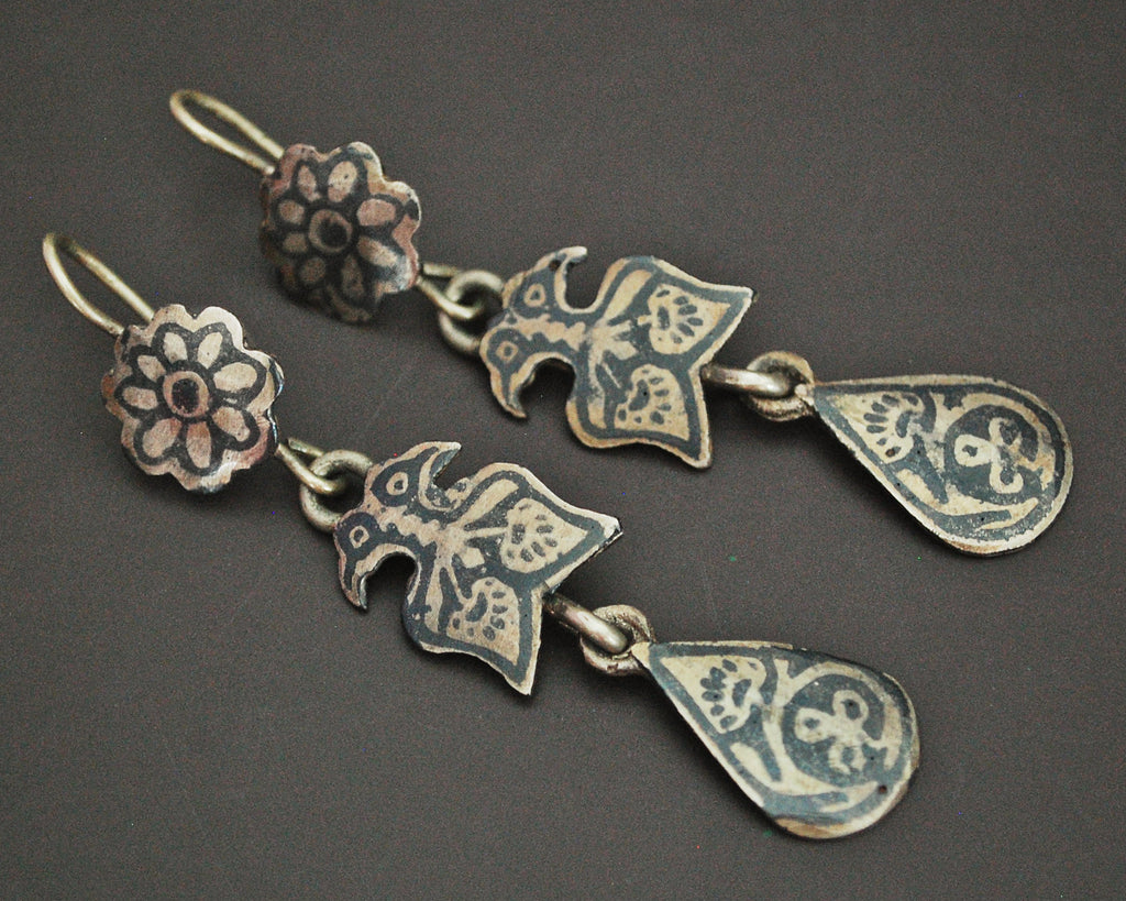 Vintage Kuchi Niello Earrings from Afghanistan Pakistan