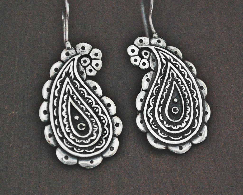 Ethnic Sterling Silver Paisley Charm Earrings