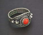 Croatian Coral Filigree Ring - Size 6.5