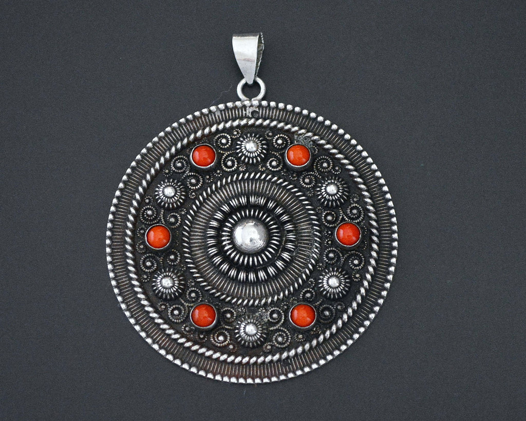 Large Coral Mandala Pendant