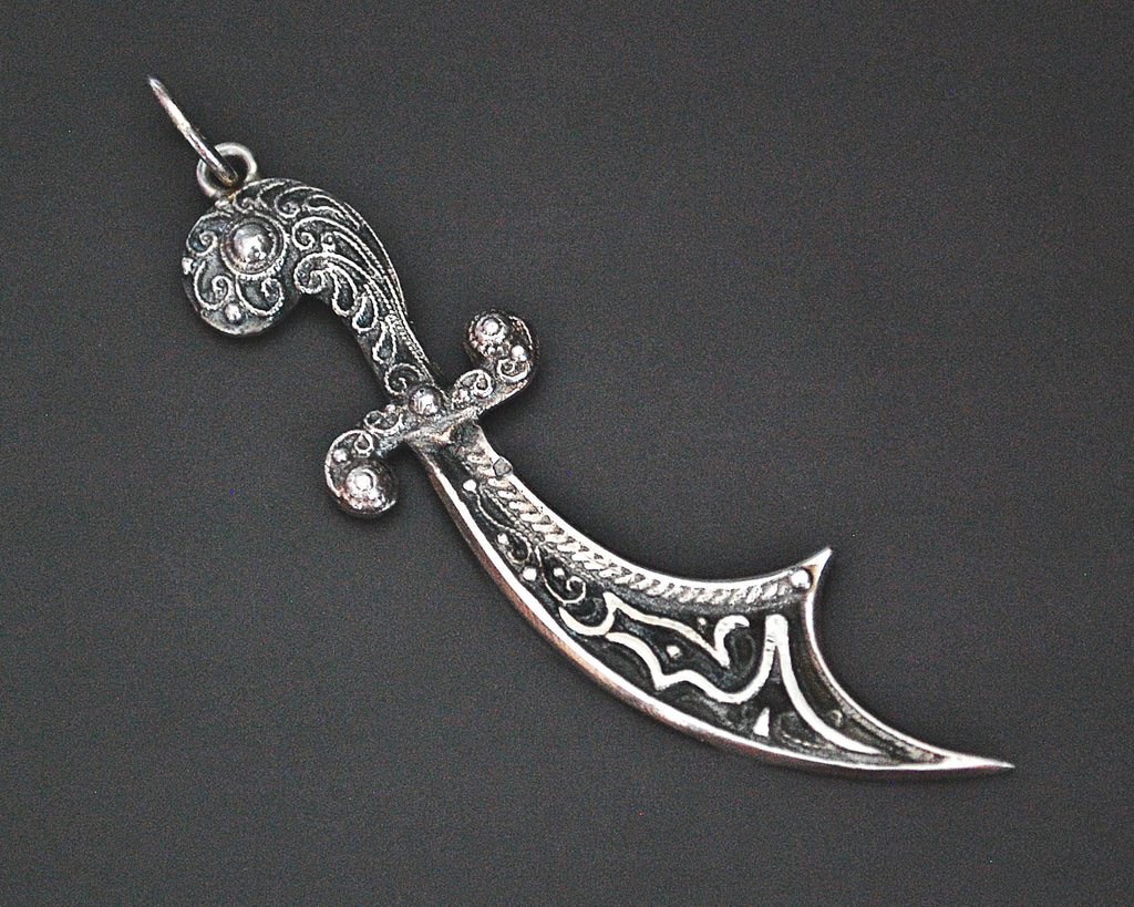 Tunisian Silver Filigree Dagger Pendant