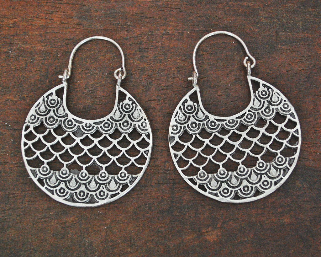 Egyptian Silver Hoop Earrings