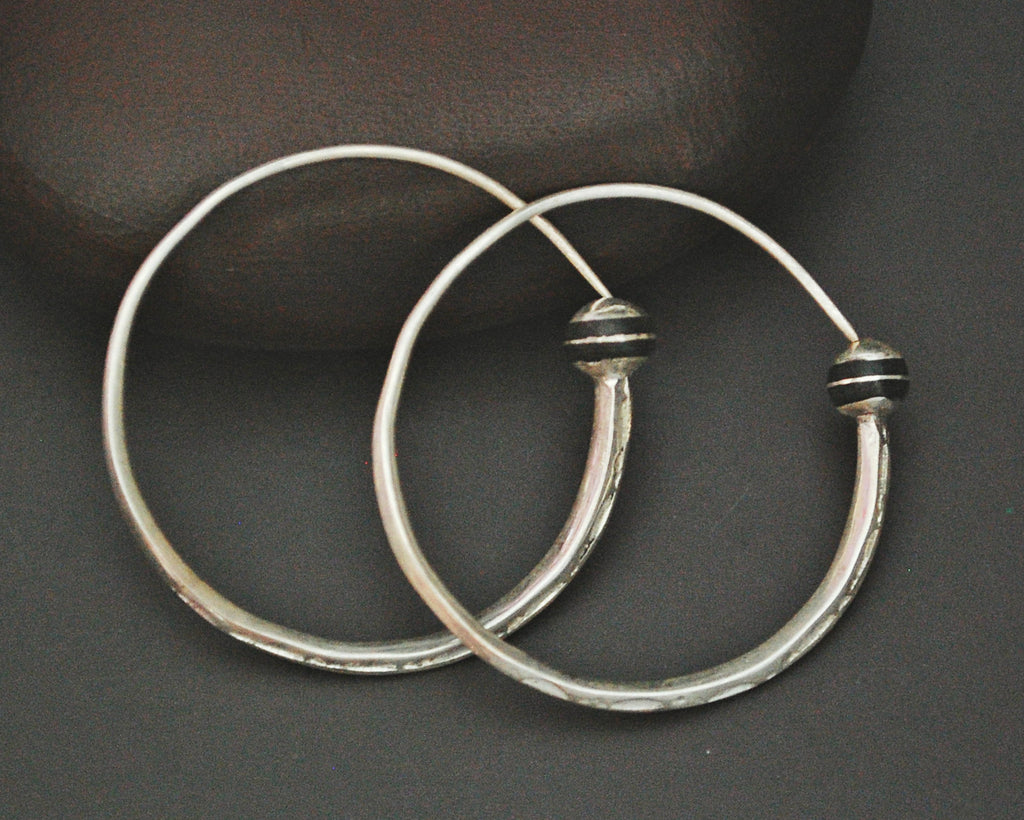 Tuareg Hoop Earrings with Ebony Inlay