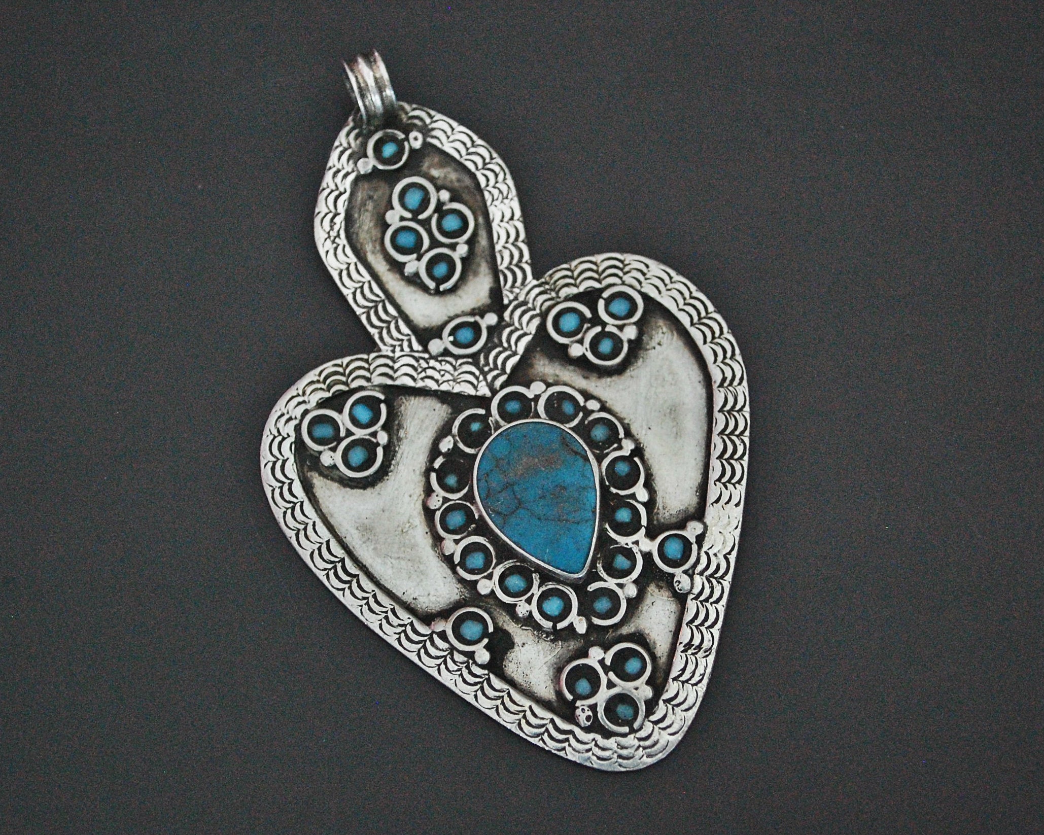 Turkmen Asyk Pendant with Turquoise