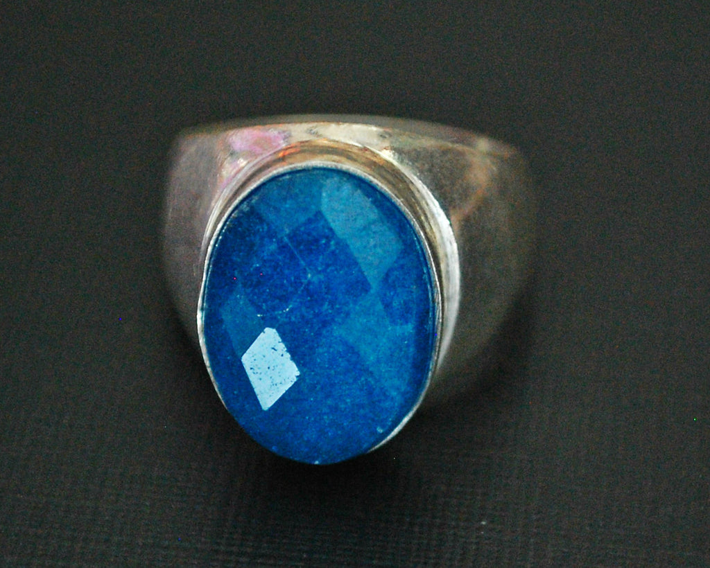 Ethnic Blue Jade Ring - Size 7.5