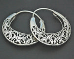 Ethnic Hoop Earrings with Flower Cut Out Design