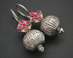 Antique Afghani Earrings with Pink Glass