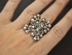 Old Rajasthani Silver Ring with Bells - Size 6.25