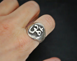 Om Silver Ring from India - Size 9.5