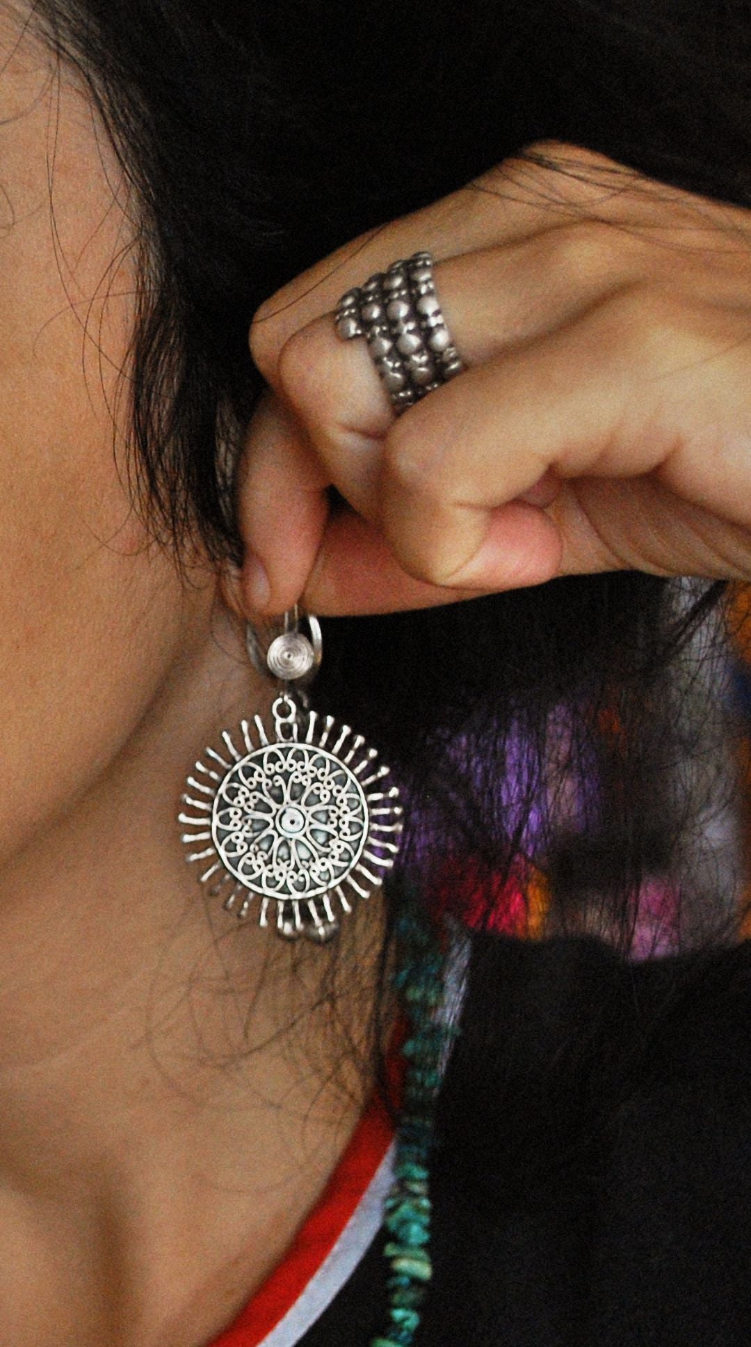 Ethnic Indian Mandala Dangle Earrings